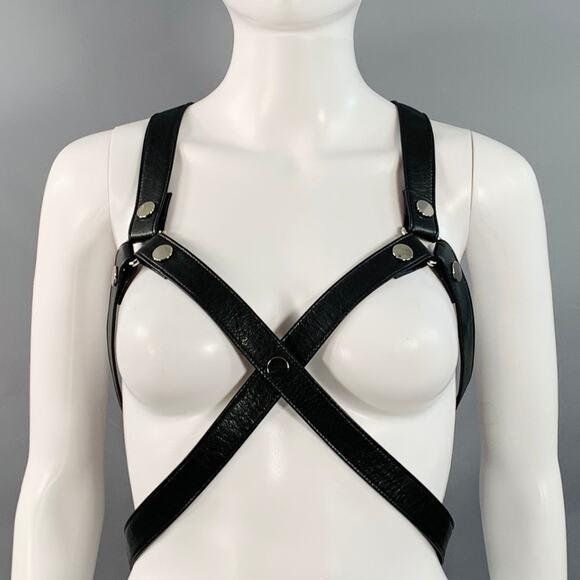 JUNYA WATANABE One Size Black Studded Leather Harness Belt - Picture 1 of 4